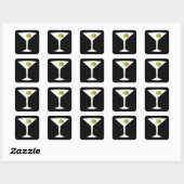 Classic Movie Martini Square Stickers (Blatt)