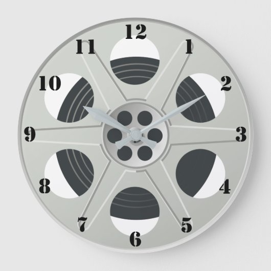 CLASSIC MOVIE REEL (MIT SCHWARZEN ZAHLEN) GROßE WANDUHR (Vorderseite)