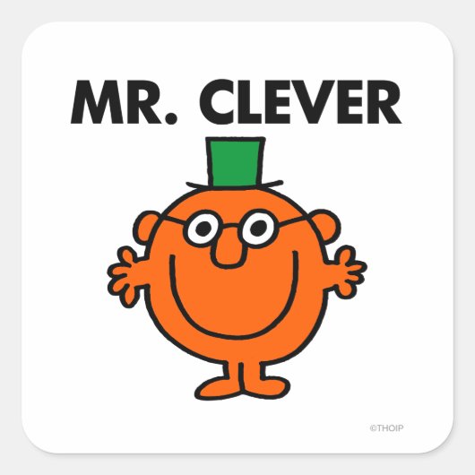 Classic Mr. Clever Logo Quadratischer Aufkleber (Vorderseite)