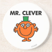 Classic Mr. Clever Logo Sandstein Untersetzer (Vorne)