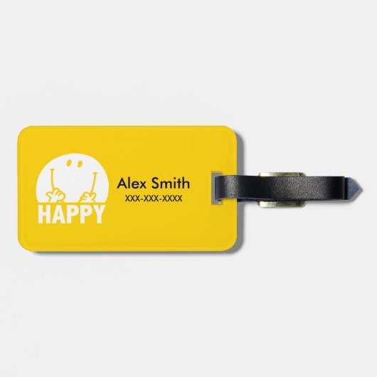 Classic Mr. Happy Gepäckanhänger (Rückseite horizontal)