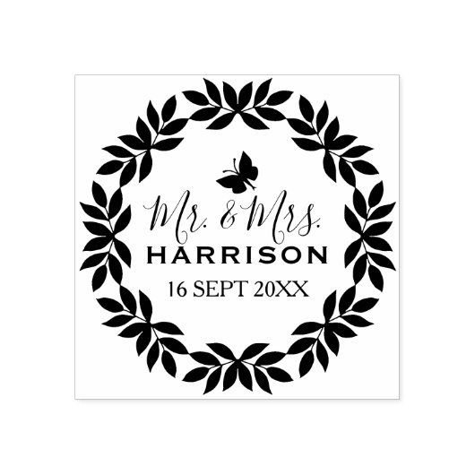 Classic Mr. & Mrs. Wedding Date Gummistempel (Prägung)