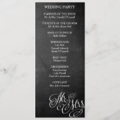 Classic Mr. & Mrs. Wedding Program Chalkboard Programm (Rückseite)