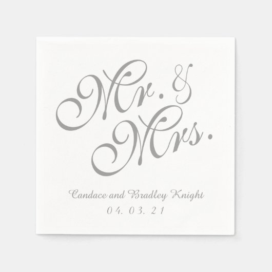 Classic Mr. und Mrs. Gray Wedding Paper Napkins Serviette (Vorderseite)