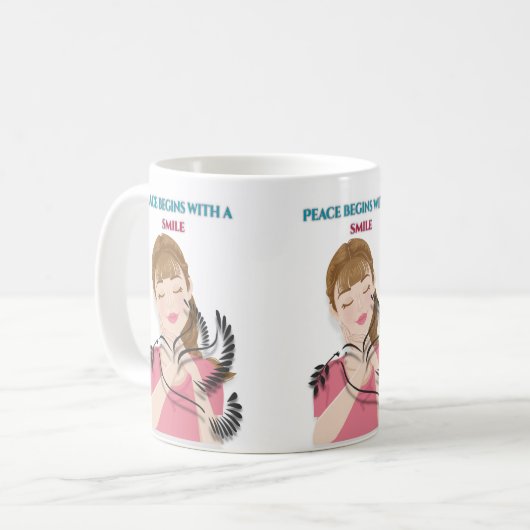 Classic Mug, 11 oz Peace Begins with a Smile Mug – Kaffeetasse (Vorderseite Links)