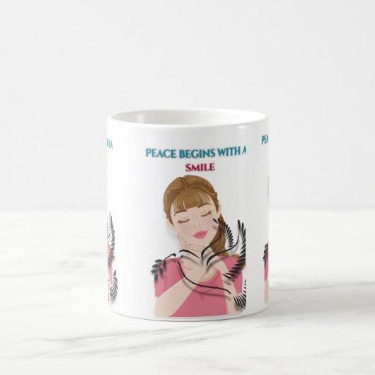 Classic Mug, 11 oz Peace Begins with a Smile Mug – Kaffeetasse (Mittel)