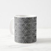 Classic Mug Black White Hexagon Geometric Pattern Kaffeetasse (Vorderseite Links)