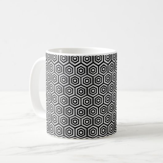 Classic Mug Black White Hexagon Geometric Pattern Kaffeetasse (Vorderseite Links)