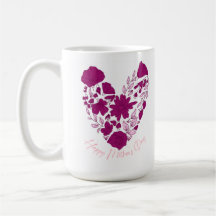Classic Mug with Floral Motif and "Happy Mother's 