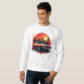 Classic Muscle Car with Bold Urban Skyline Design Sweatshirt (Vorne ganz)