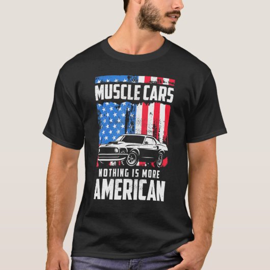Classic Muscle Cars Flag 4. Juli V8 Motor Auto E T-Shirt (Vorderseite)