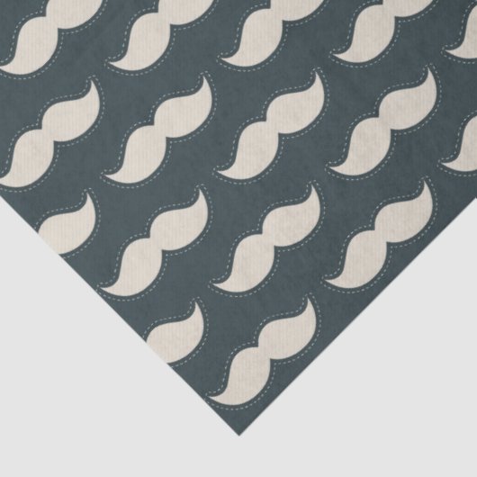 Classic Mustache Pattern on Black Seidenpapier (Detail)