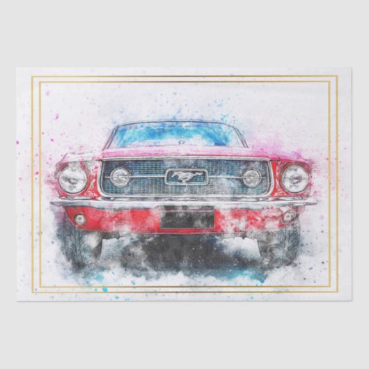 Classic Mustang Car Decoupage Seidenpapier (Vorderseite)