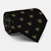 Classic Muster Custom Monogram Initial Gold Black Krawatte (Gerollt)