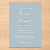 Classic Mute Blue Elegante Wedding Acryleinladungen (Vorderseite)