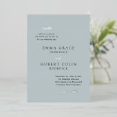 Classic Mute Blue Elegante Wedding Folieneinladung (Stehend vorne)