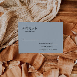 Classic Mute Blue Elegante Wedding RSVP Karte