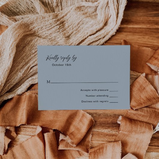 Classic Mute Blue Elegante Wedding RSVP Karte