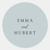 Classic Mute Blue Elegante Wedding Runder Aufkleber (Vorderseite)