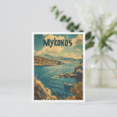 Classic Mykonos Griechenland Retro Vintage Travel Postkarte (Stehend Vorderseite)