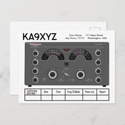 Classic National NC-183D Radio Transceiver QSL Postkarte (Vorne/Hinten)