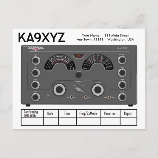 Classic National NC-183D Radio Transceiver QSL Postkarte (Vorderseite)