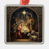 Classic Nativity Scene Christmas Ornament Aus Metall (Vorne)