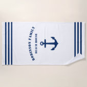 Classic Nautical Anchor Family Beach House Weiß Strandtuch (Vorderseite)