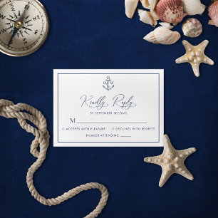 Classic Nautical Anchor Monogram Wedding RSVP Karte