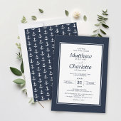 Classic Nautical Anchor Navy Blue Wedding Einladung