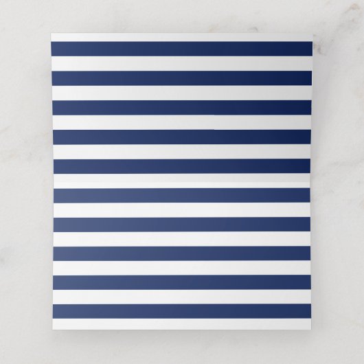 Classic Nautical Blue Stripes Gold Ankerhochzeit Platzkarte (Innenseite Aufgefaltet)