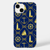 Classic Nautical Gold Blue Case-Mate iPhone Hülle (Rückseite)