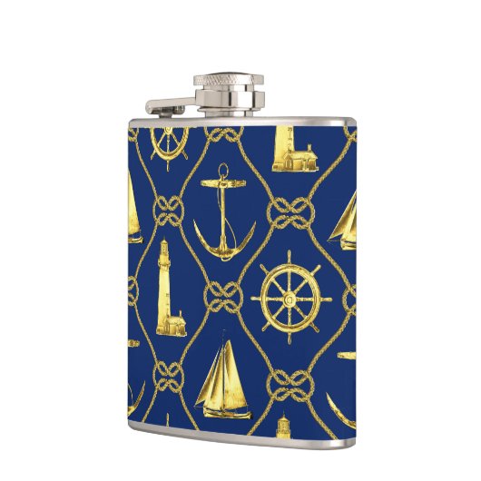Classic Nautical Gold Blue Flachmann (Links)