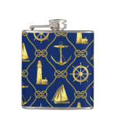 Classic Nautical Gold Blue Flachmann (Vorderseite)