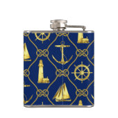 Classic Nautical Gold Blue Flachmann (Rückseite)