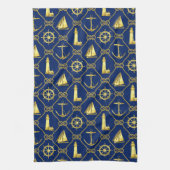 Classic Nautical Gold Blue Geschirrtuch (Vertikal)
