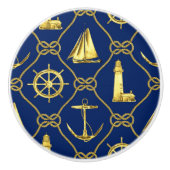Classic Nautical Gold Blue Keramikknauf (Vorderseite)