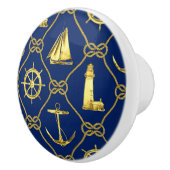 Classic Nautical Gold Blue Keramikknauf (Rechts)