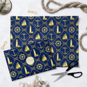 Classic Nautical Gold Blue Seidenpapier