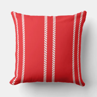 Classic Nautical Red with Stripes Throw Pillow Kissen