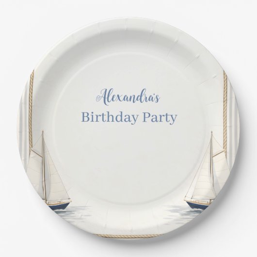 Classic Nautical Sailboat Birthday Pappteller (Vorderseite)
