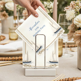 Classic Nautical Sailboat Birthday Serviette