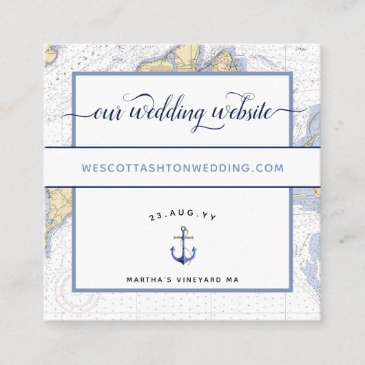 Classic Nautical Wedding Website Martha's Vineyard Begleitkarte (Vorderseite)