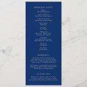 Classic Navy and Cream Elegant Wedding Programm (Rückseite)