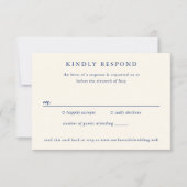 Classic Navy and Cream Elegant Wedding RSVP Karte (Vorderseite)