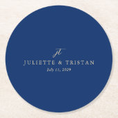 Classic Navy and Cream Elegant Wedding Runder Pappuntersetzer (Vorderseite)