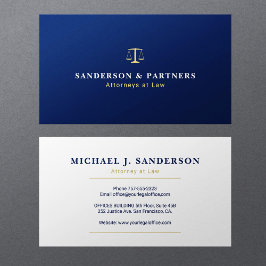 Classic navy blue and gold attorney at law visitenkarte
