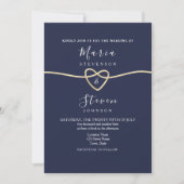 Classic Navy Blue and Gold Wedding Einladung (Vorderseite)