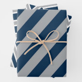 Classic Navy Blue and Gray Geometric Stripes Geschenkpapier Set (Beispiel)