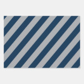 Classic Navy Blue and Gray Geometric Stripes Geschenkpapier Set (Vorderseite)